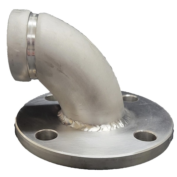 Industrial Choice Groove x Flange 1/2 in Plate 90° Elbow, Schedule 10, Stainless Steel, 2 in GVF1/2-90-2-S10S4 - main